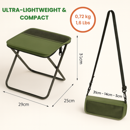 Portable Folding Chair with Built-in Carrying Bag by GEARVADOR™