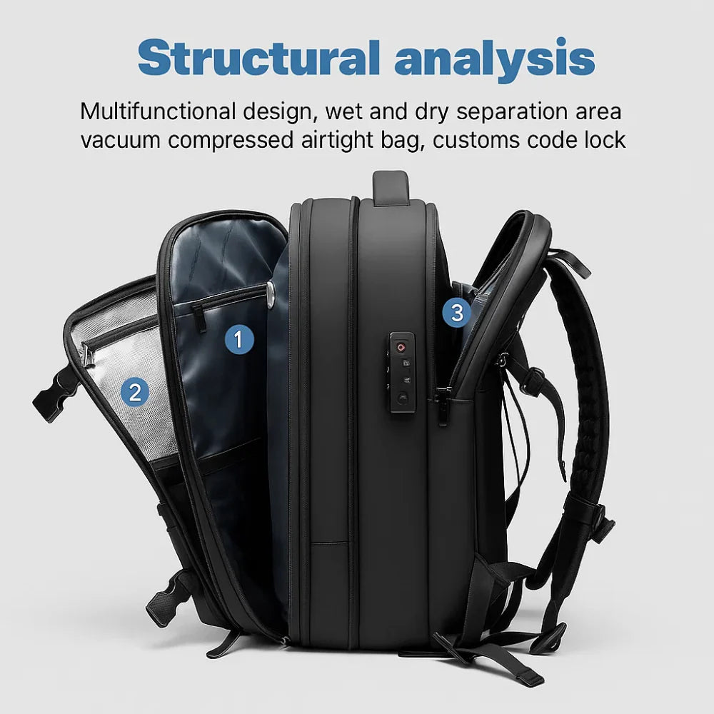 Super Large Capacity Backpack Vacuum Compression For Travel, Business, School, Outdoor,...
