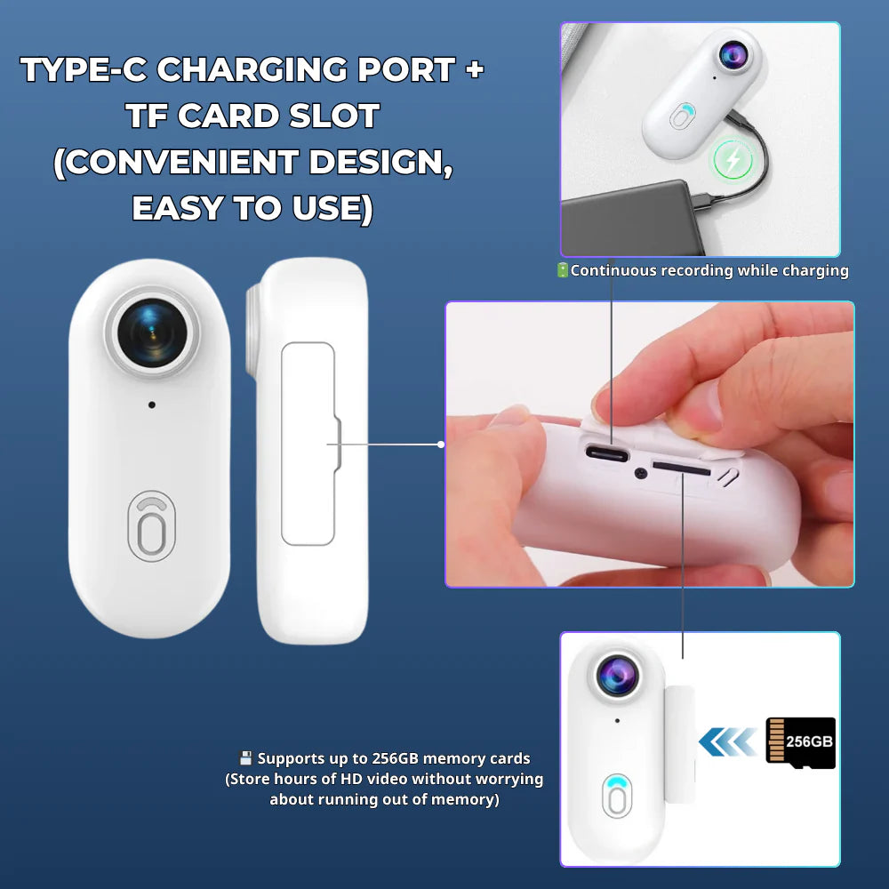 MiniCam Pro 4K - POV Mini Camera For Daily-Activities, Travel, Camping, Sports...